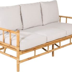 Cane, Udendørs 3-personers sofa, bambus by Venture Design (H: 88 cm. x B: 75 cm. x L: 180 cm., Lysegrå/Natur)